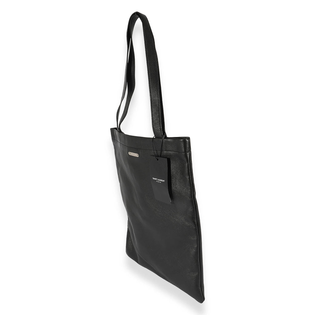 Black Calfskin Flat Shopping Tote G5830