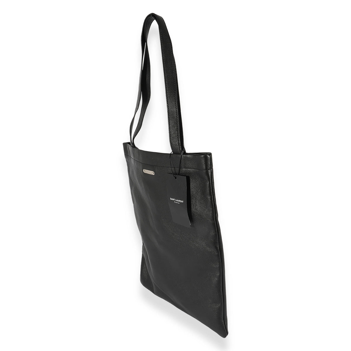 Black Calfskin Flat Shopping Tote G5830
