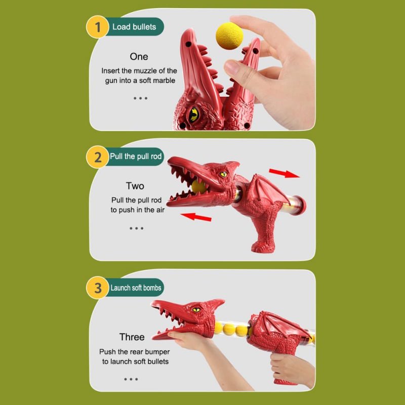 Spray Dinosaur Shooting Toys with 2 Pump Guns, 24 Foam Balls W552