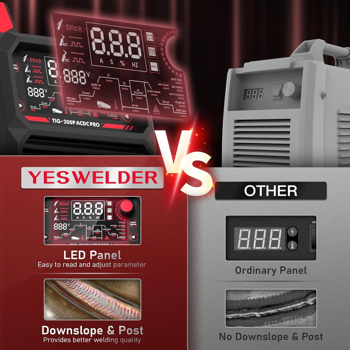 200A AC/DC Pulse Digital Inverter TIG/STICK Welder F5855