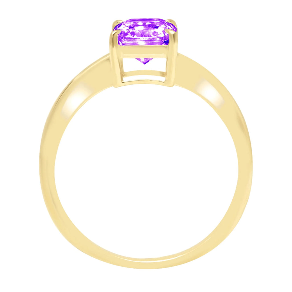 14k Yellow Gold Amethyst Solitaire Ring L778