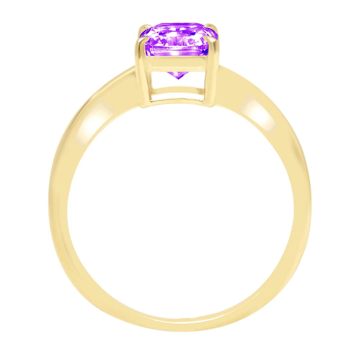 14k Yellow Gold Amethyst Solitaire Ring L778