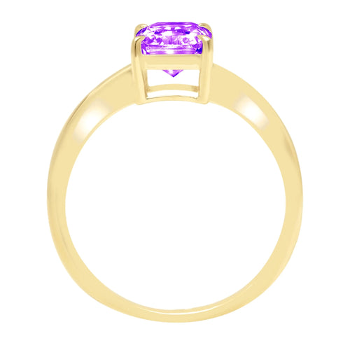 14k Yellow Gold Amethyst Solitaire Ring L778