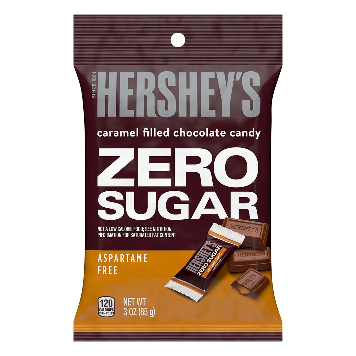 Zero Sugar Caramel Filled Chocolate Candy Bags, 3 Oz (12 Count) H934715