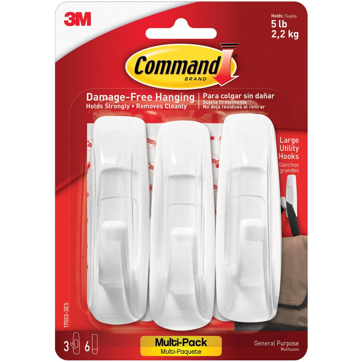 White Large Command Hooks & Strips Value Pack P4132