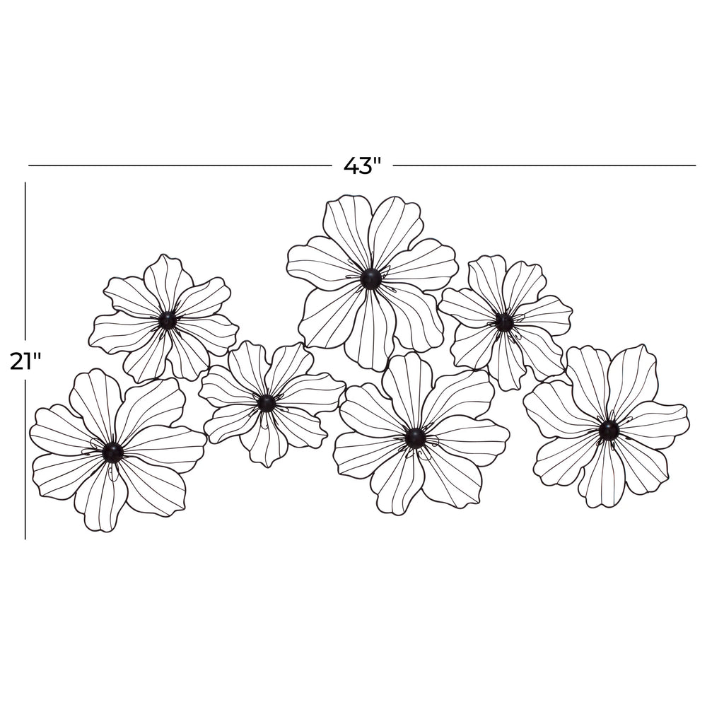 Black Metal Wire Floral Wall Decor Y46624