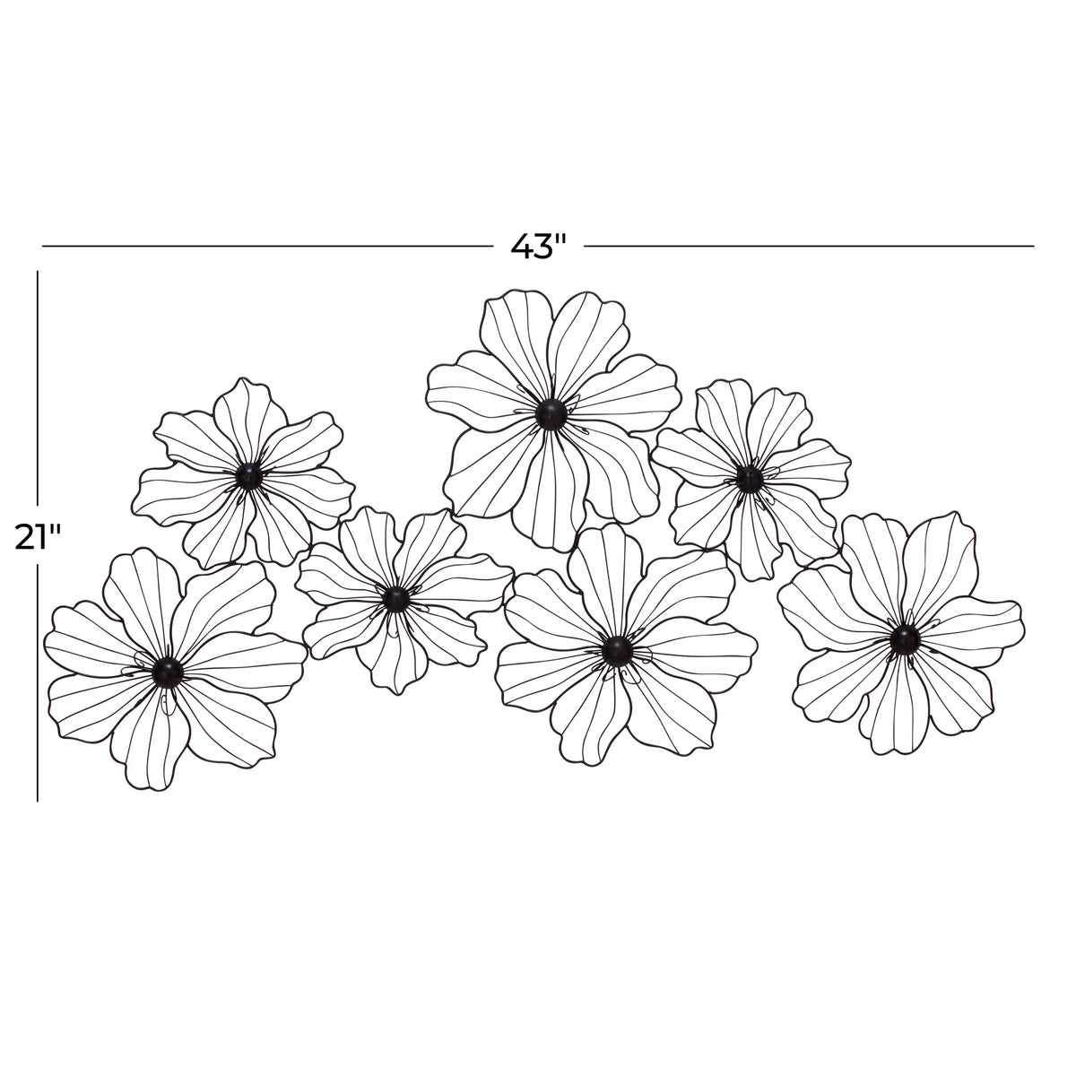 Black Metal Wire Floral Wall Decor Y46624