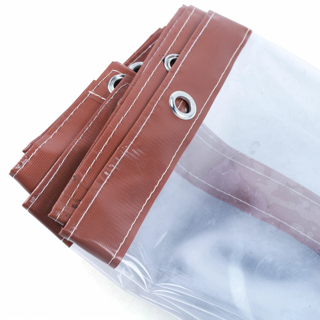 Brown PVC Clear Awning Canopy Curtain Enclosure Tarpaulin F37825