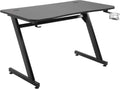 Black Gaming Desk with Cup Holder, Headphone Hook, Cable Management A610332