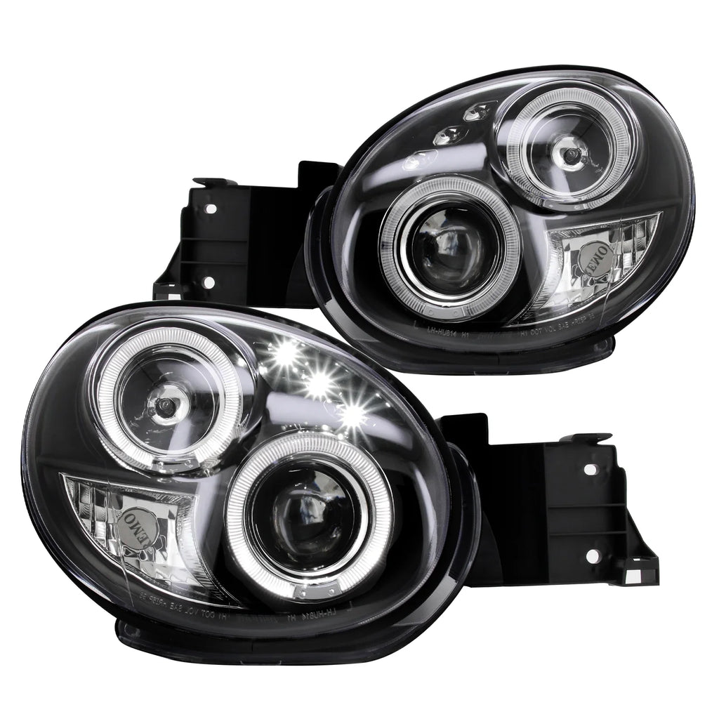 Black Halo LED Projector Headlights with Amber Side Markers Pair Y4786