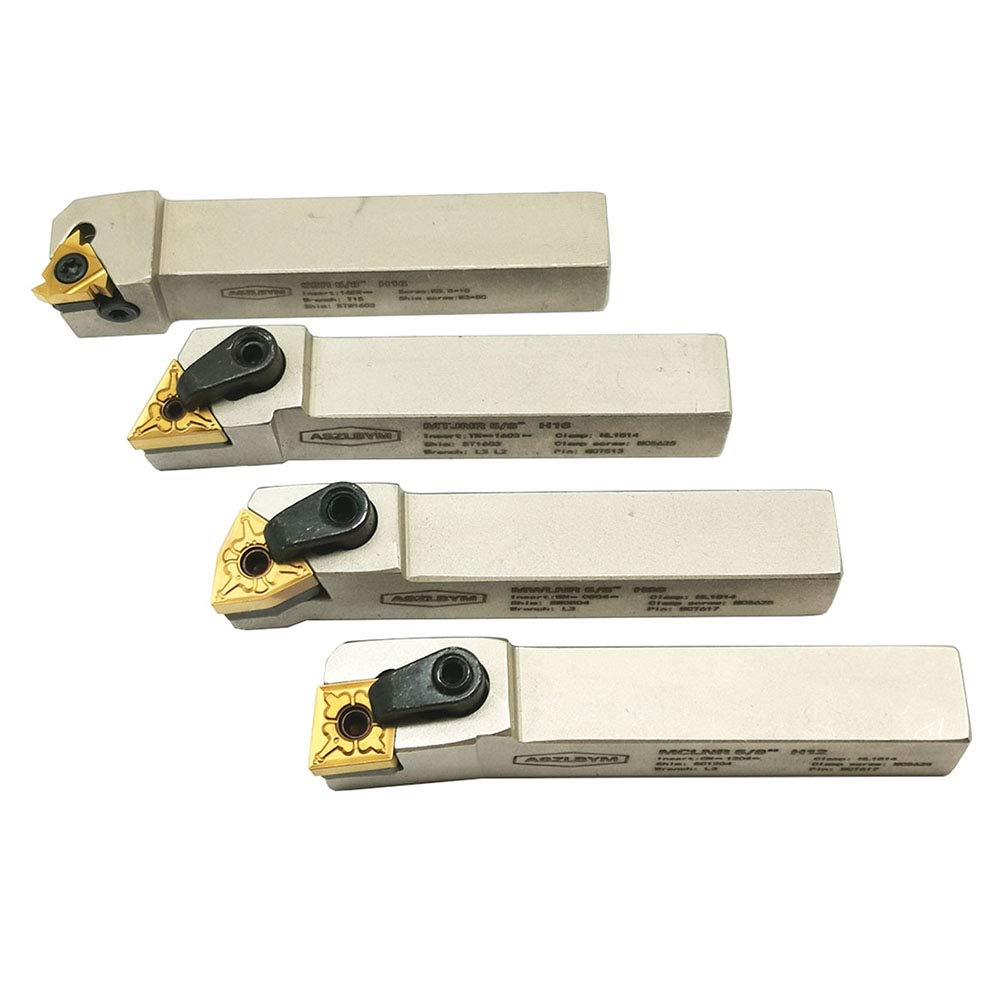 5/8'' inch CNC Lathe Indexable Turning Tool Holder with Nickel Plated, Tin Coated Carbide Turning Inserts G7437