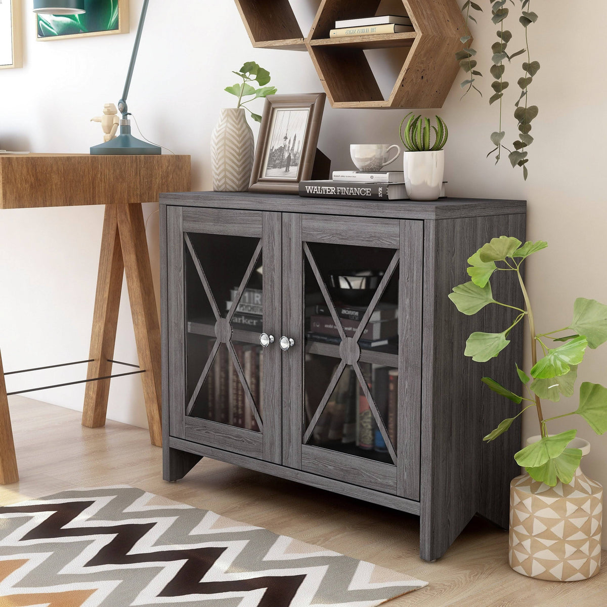 White Oak Accent Cabinet with 1-Shelf N477