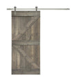 36 in. x 84 in. Gray Stained Knotty Pine Wood Interior Sliding Barn Door with Hardware Kit I1038