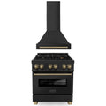 30 In. Dual Fuel Range and Range Hood in Black Stainless Steel M290841