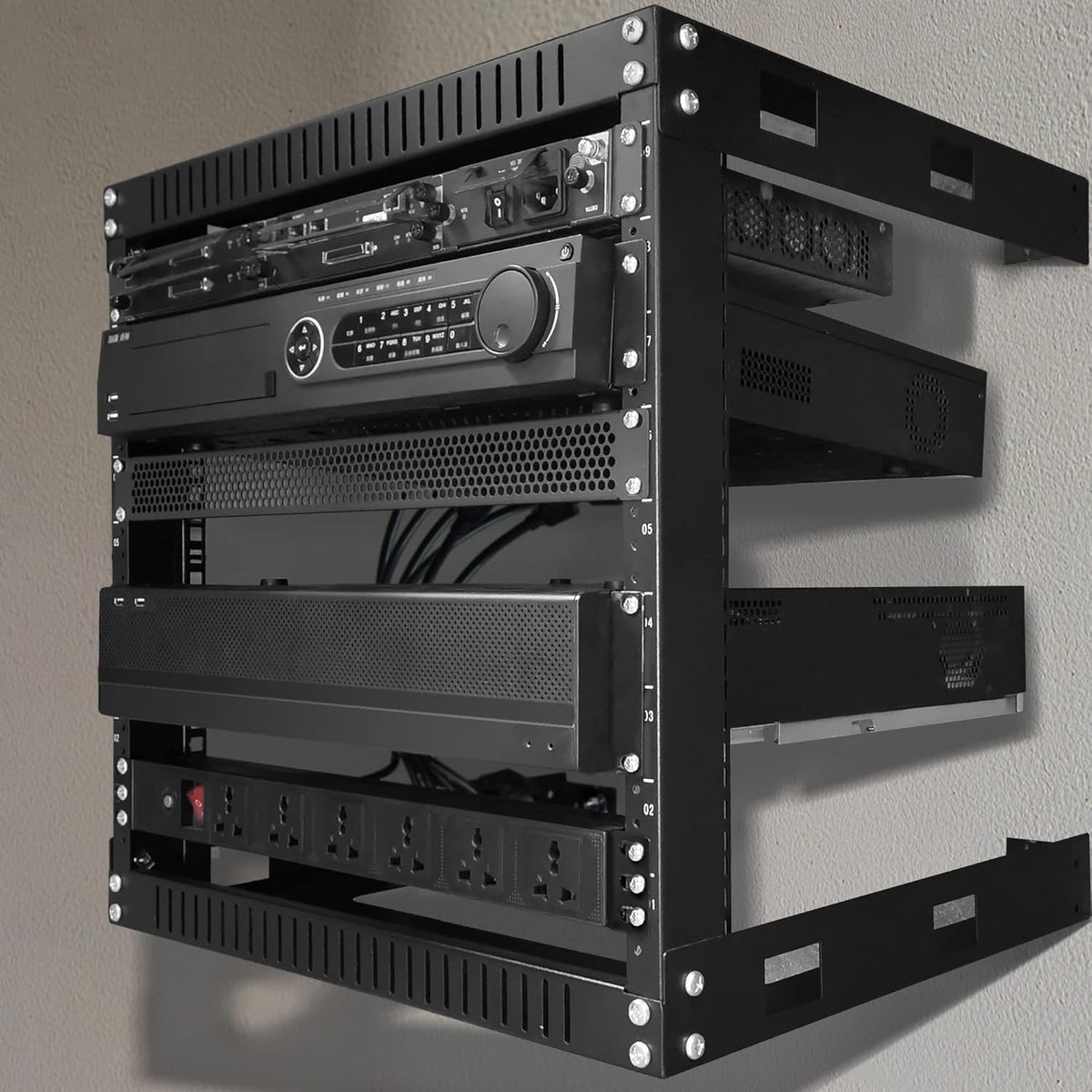 9U Wall Mount Rack, 17.7" Deep 2 Post Open Frame, Black U365