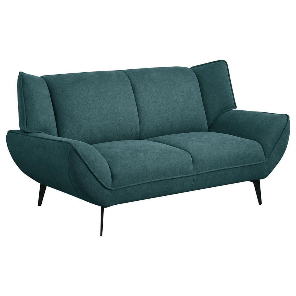 Teal Fabric Upholstered Wing Back Loveseat Z7846