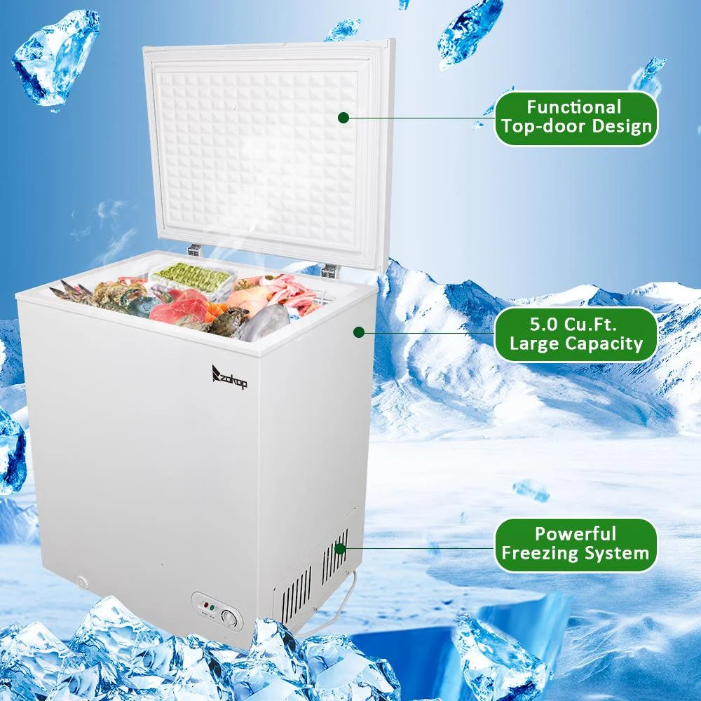 White 5.0 Cu.ft Single Door Chest Freezer U623177
