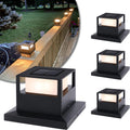4 Pack Solar Post Cap Lights for Fence Deck Patio, Waterproof, Fits 4x4 5x5 6x6 Wooden Posts A6311