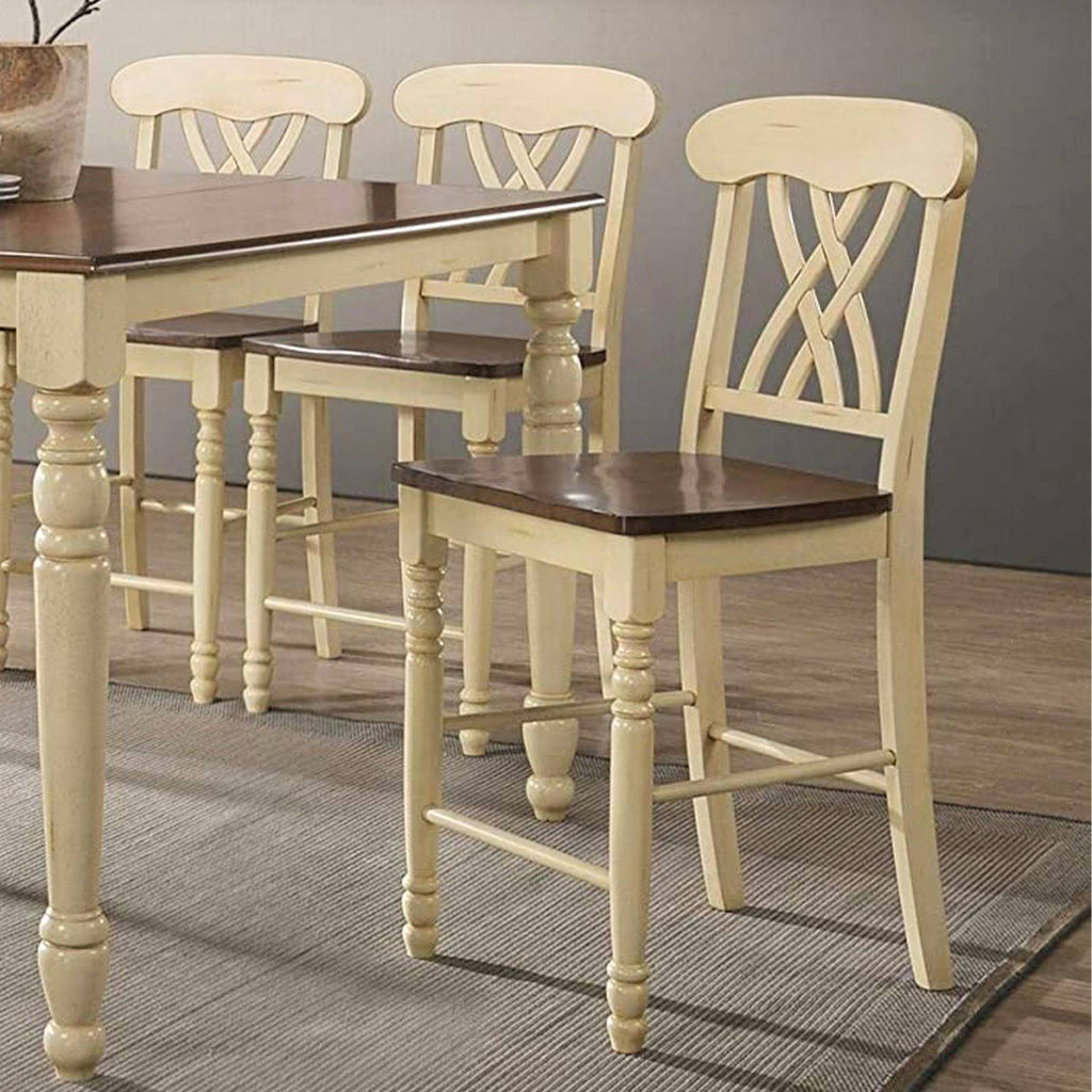 2pc Buttermilk and Oak Counter Height Chair F155