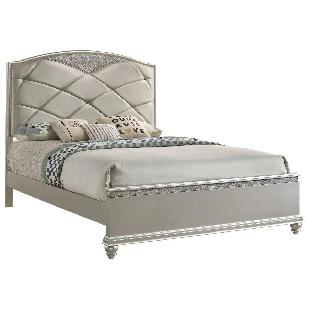 Queen Size Panel Bed Dresser Mirror Nightstand Chest Wooden Bedroom Furniture Set I156