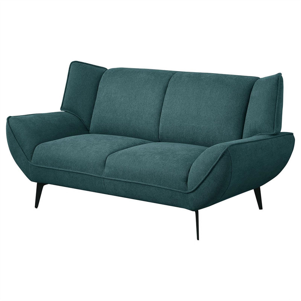 Teal Fabric Upholstered Wing Back Loveseat Z7846