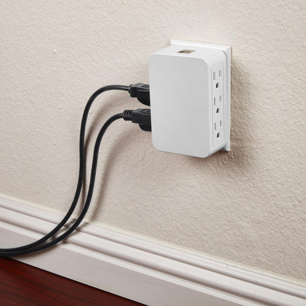 6 Outlet 3-Prong Side Entry Tap White X20634