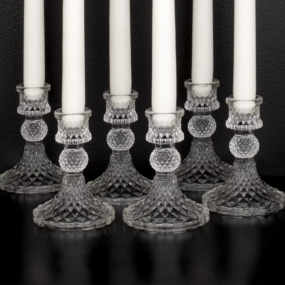 Vintage Glass Taper Candle Holders 6-Pack C175580