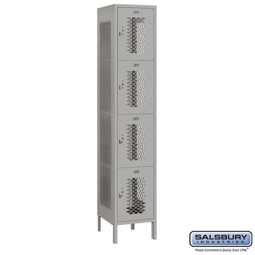 Four Tier Extra Wide Vented Metal Locker, Gray Z956