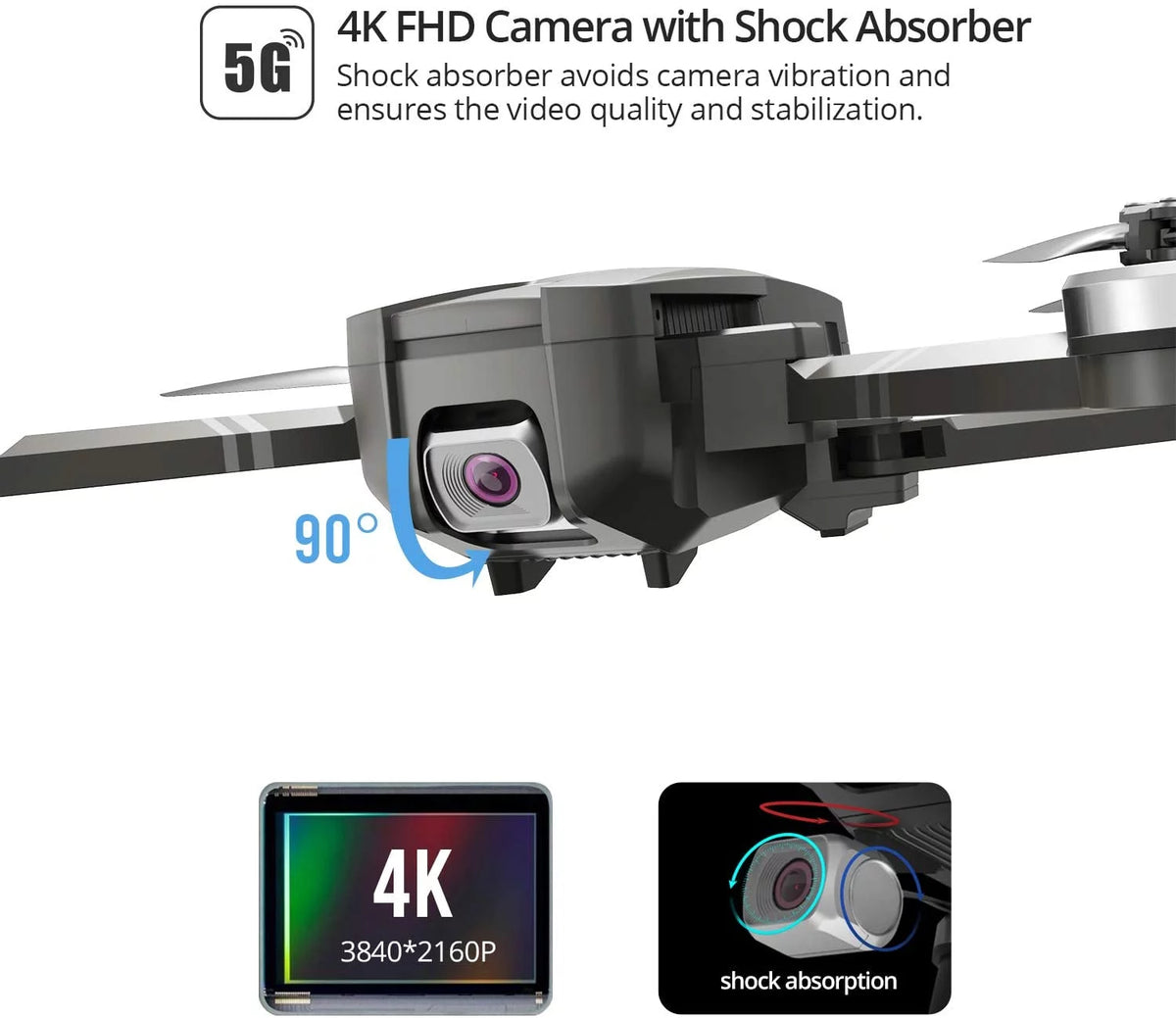 Foldable GPS 4K UHD Camera Drone with 2 Batteries A82407