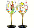Hand Painted Oversized 15 oz Wine Glass B953