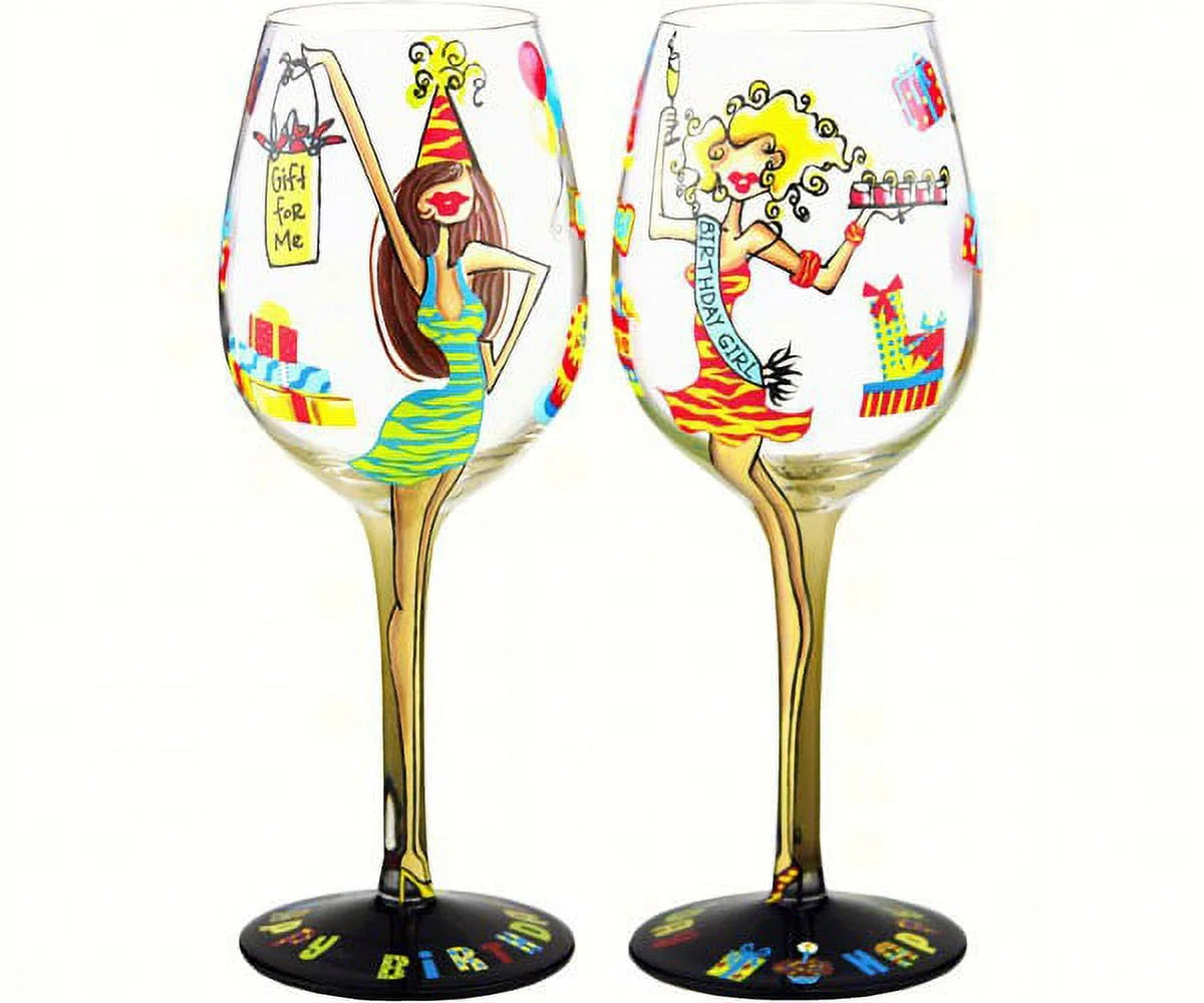 Hand Painted Oversized 15 oz Wine Glass B953