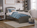 14" Twin XL Grey Wood Platform Bed Frame with Headboard and Footboard F69676
