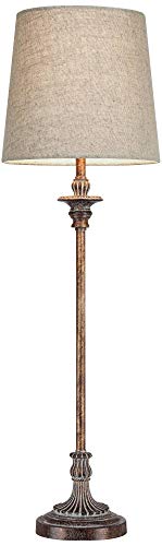 Set of 2 Weathered Brown Linen Fabric Table Lamps I293