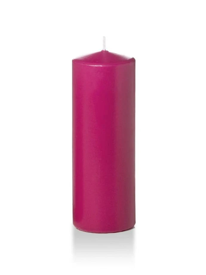 Hot Pink Pillar Candles Set of 12 C847