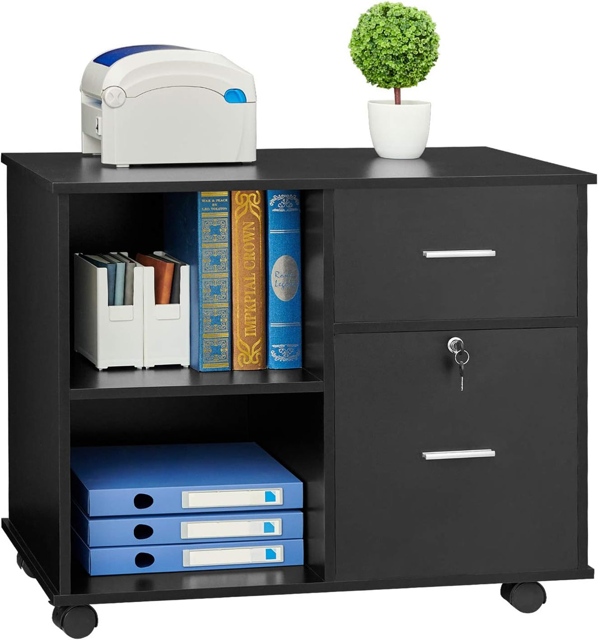 Walnut Wooden 2 Drawer Lateral File Cabinet with Lock D9096