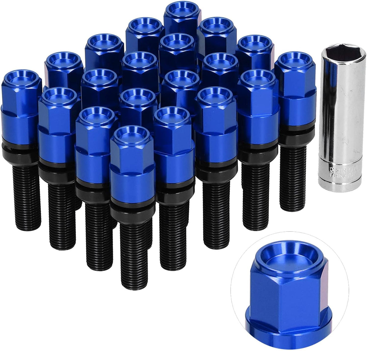 21pcs 42mm Extended Lug Bolt Kit M14x1.5 Ball Seat C4238