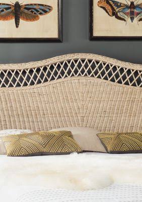 White Washed Rattan Headboard King I463