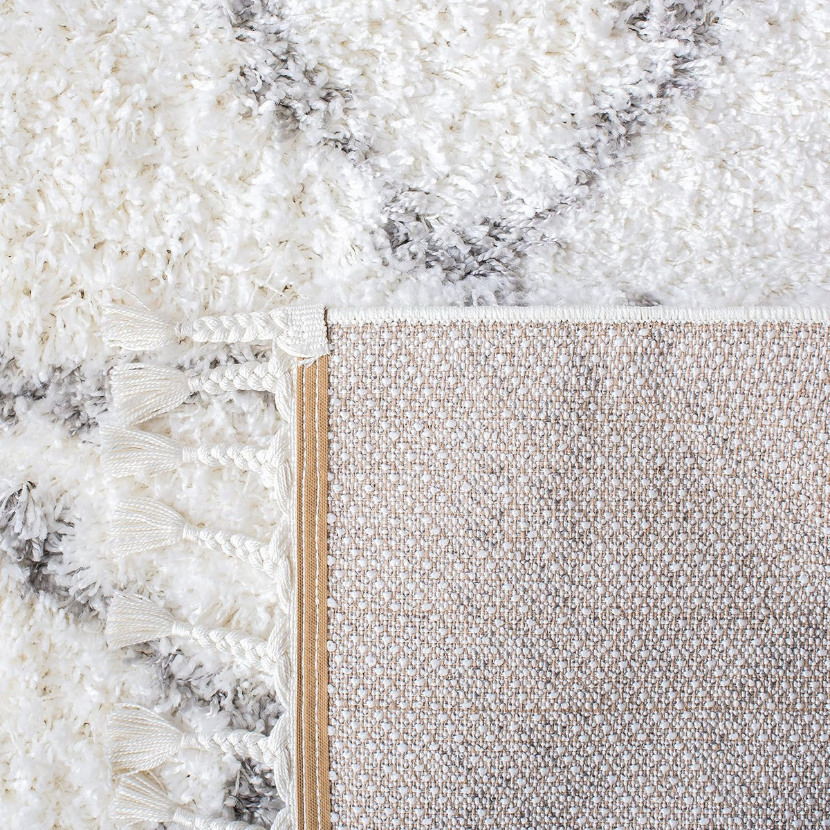 9' x 12' Ivory Grey Shag Area Rug Z97575