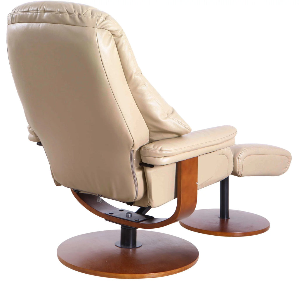 Beige and Brown Recliner Chair with Ottoman S4441