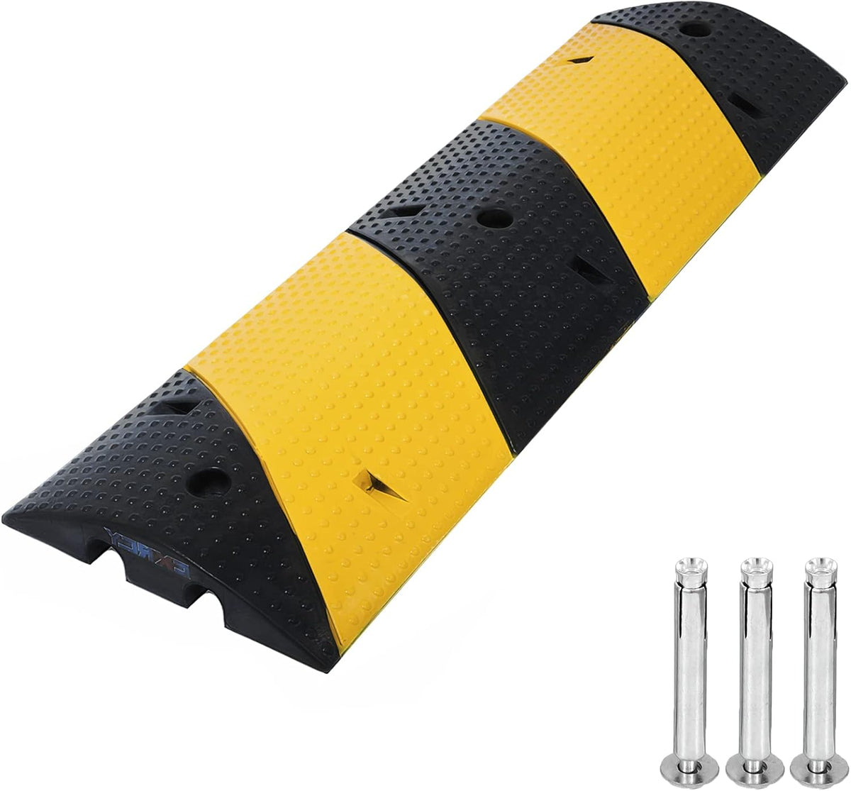 Driveway Speed Bumps 1 Pack 2-Channel 3FT Modular Traffic Rubber Speed Bump Heavy Duty Cable Protector Ramp with 3 Bolts W587