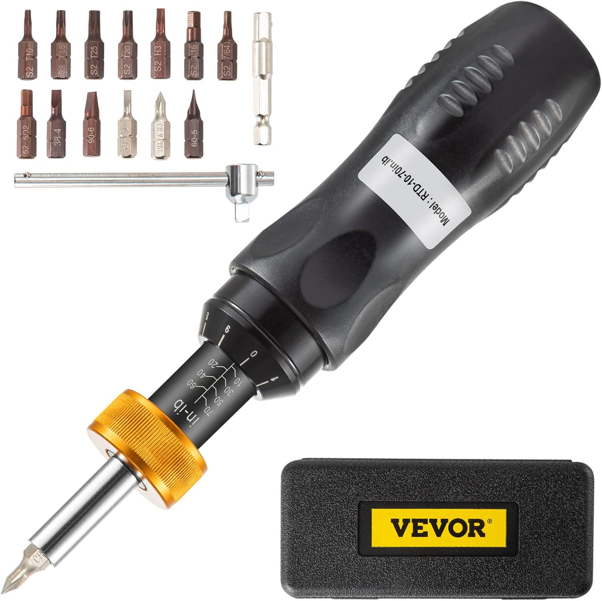 Torque Screwdriver, 1/4" Drive, 10-70 in/lbs, Adjustable, Pack of 2 A645259