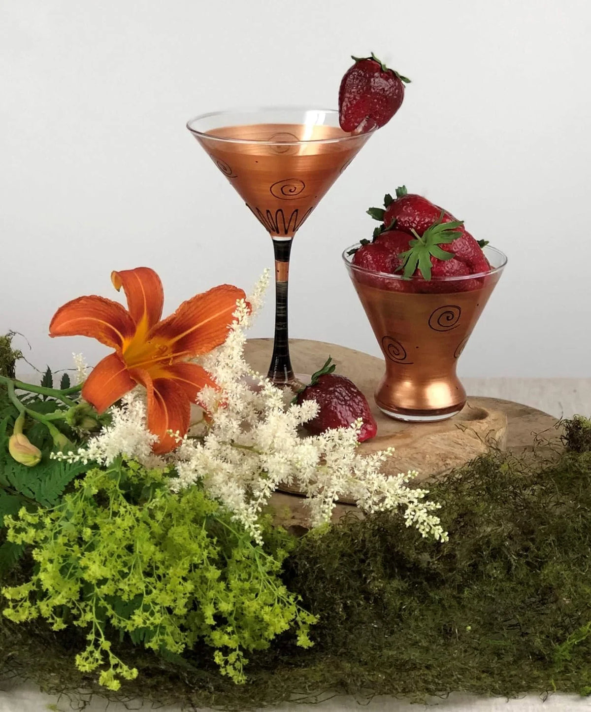 Hand Painted Martini Glasses Set Of 2 Gold L243632
