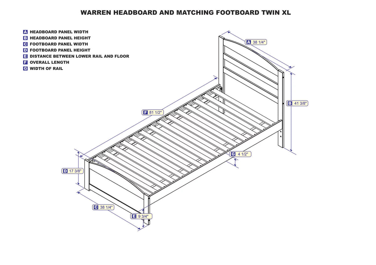 14" Twin XL Grey Wood Platform Bed Frame with Headboard and Footboard F69676
