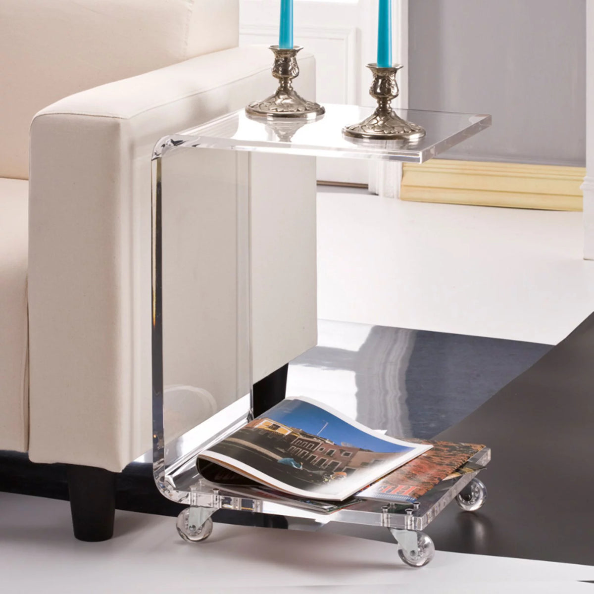Clear Lucite and Acrylic Accent Table F76487