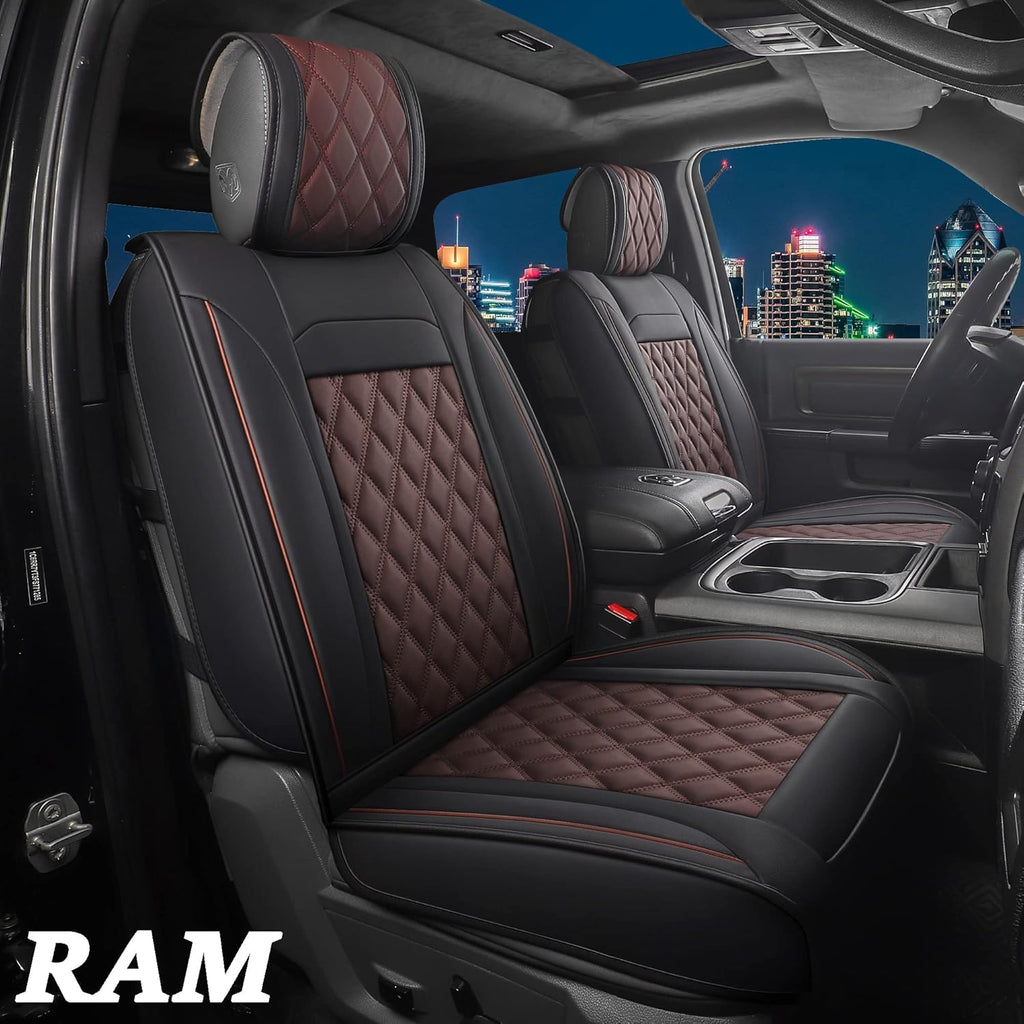 Waterproof Synthetic Leather Seat Covers 5PCS Full Set Black Brown F5261