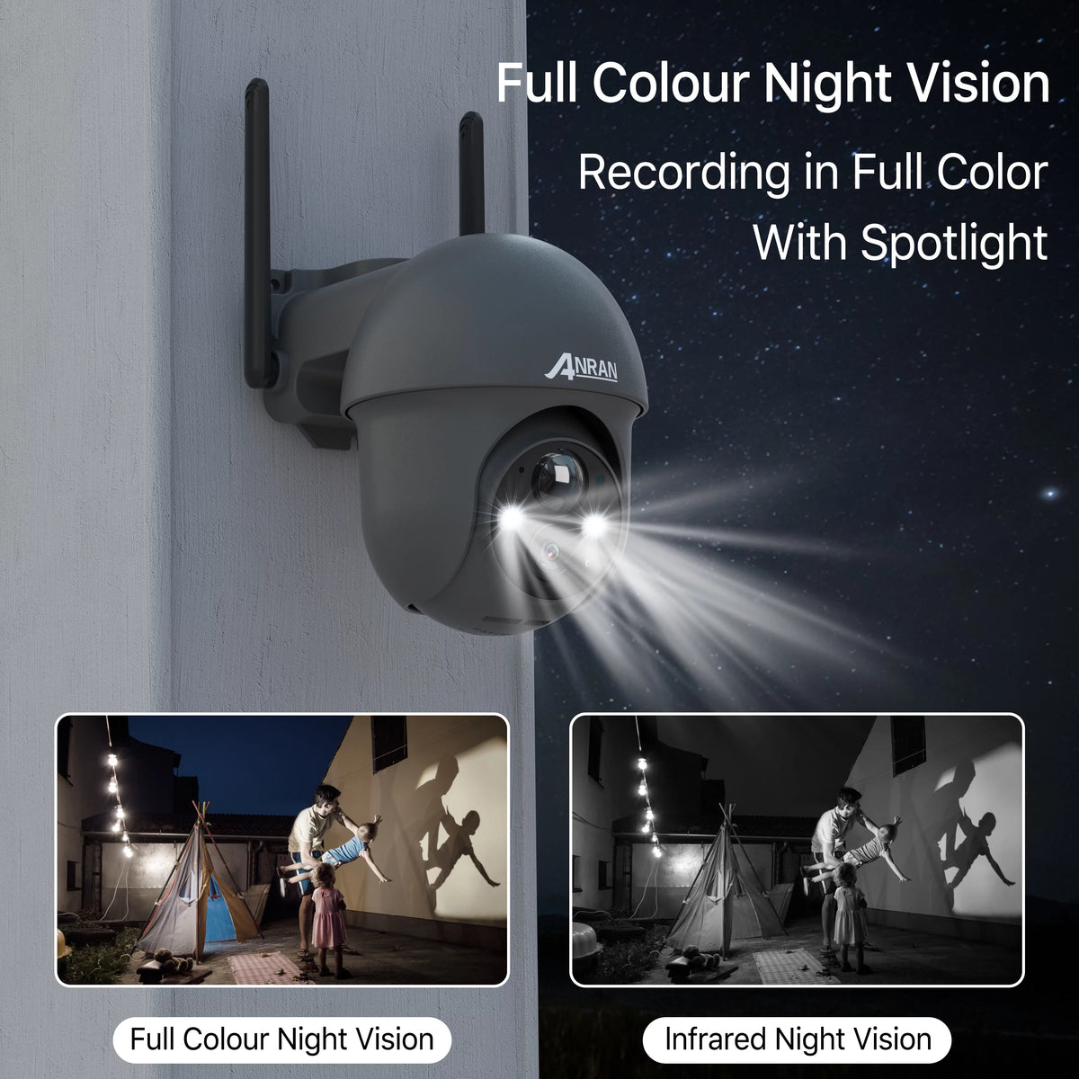 Wireless Solar Security Camera with 360° View, 2K, Color Night Vision P37455