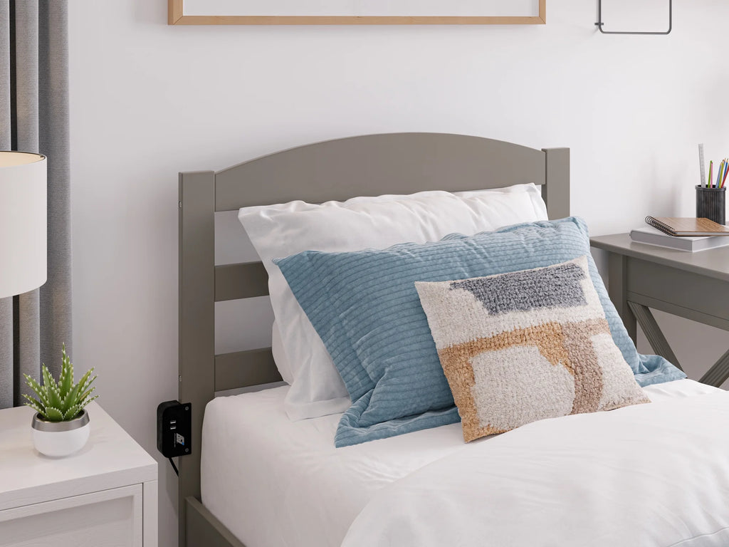 14" Twin XL Grey Wood Platform Bed Frame with Headboard and Footboard F69676