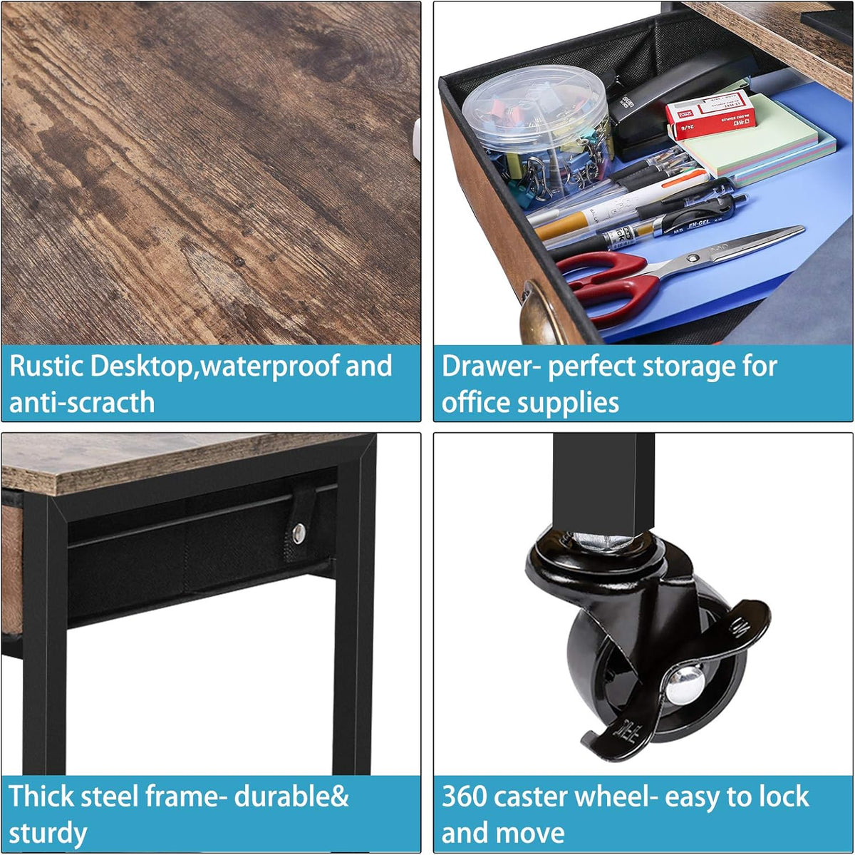 3 Tier Printer Stand with Storage Drawer and Wheel J2268