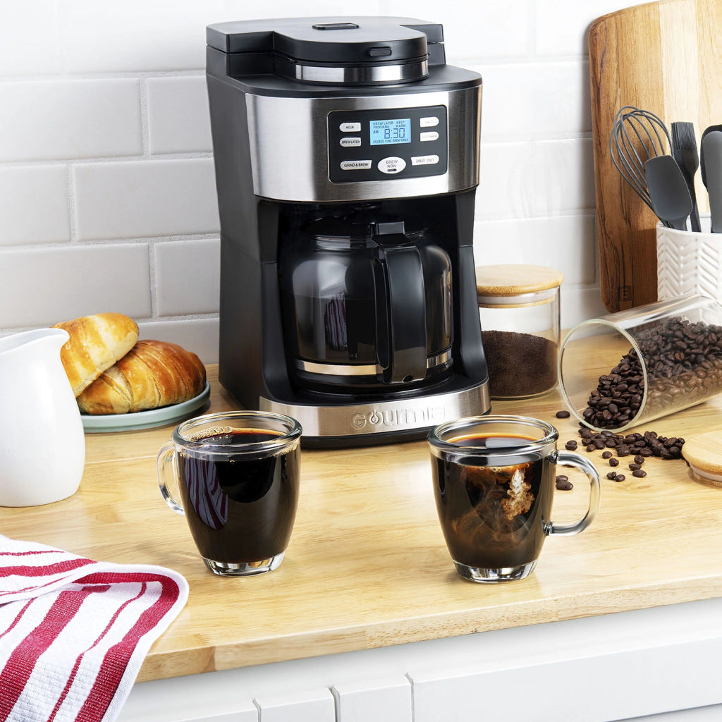 12-Cup Black Coffee Maker with Integrated Grinder R128157