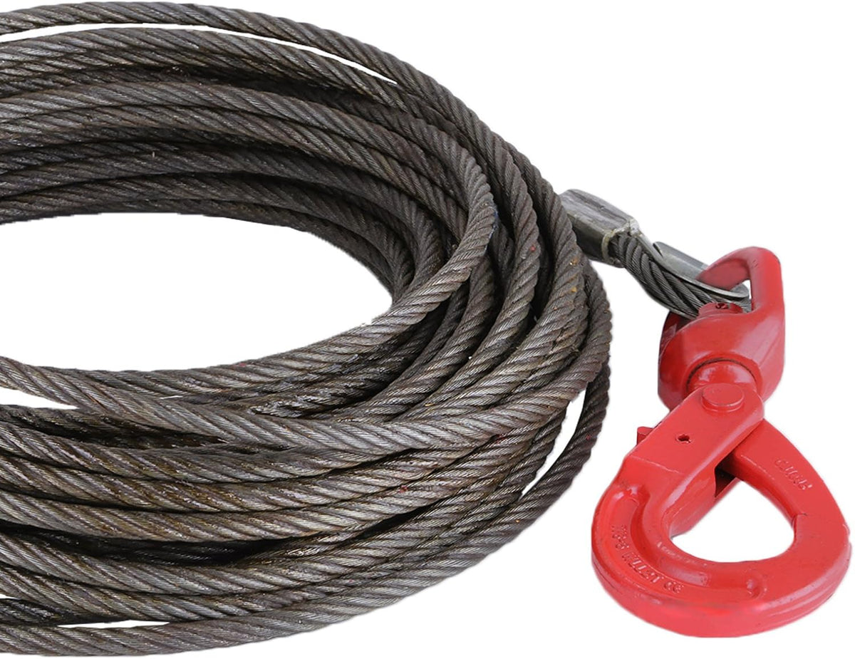 3/8" x 50' Wire Rope Winch Cable with Swivel Hook, Pack of 2 Y566